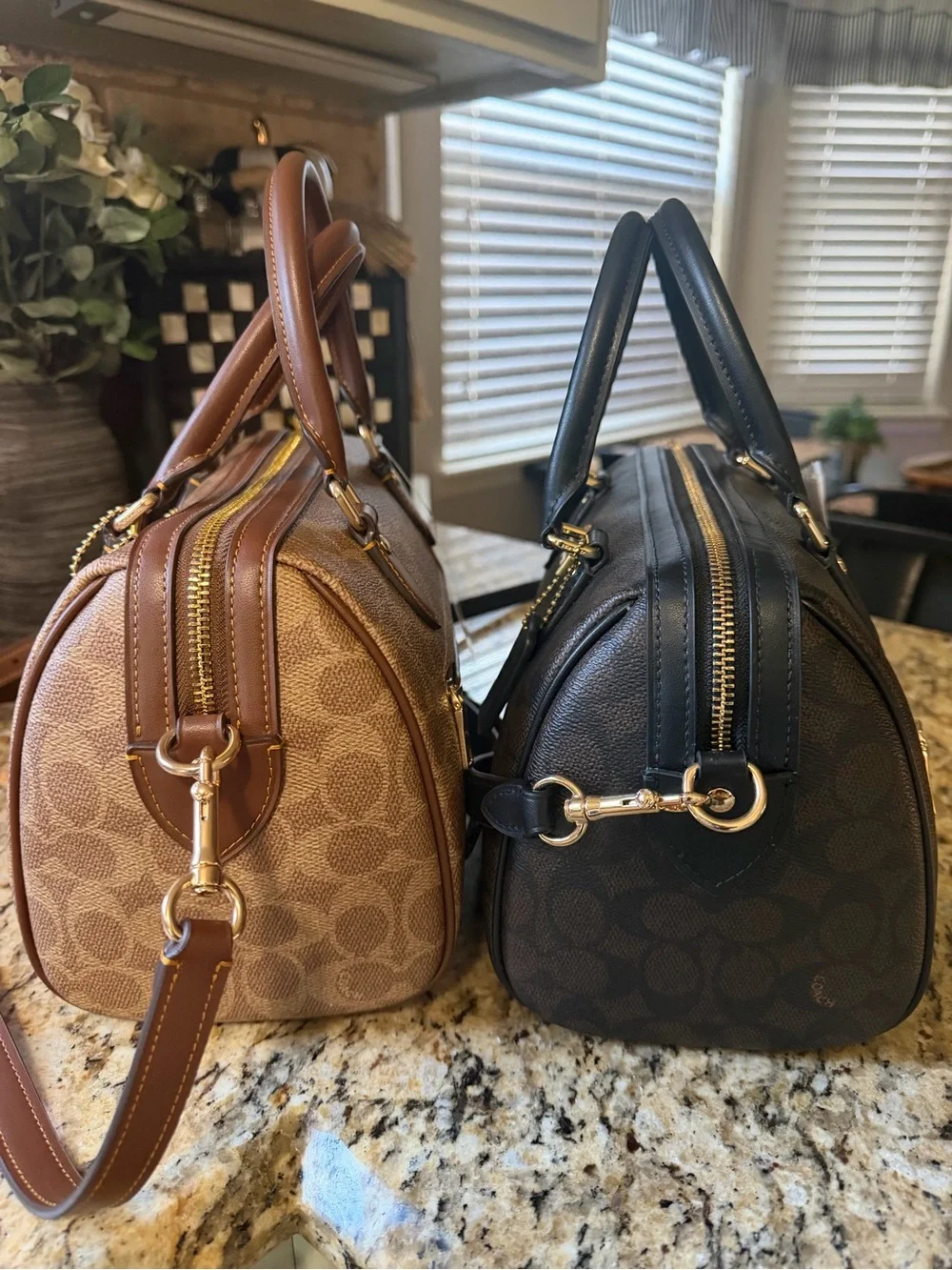 Coach Signature Rowan satchel  Bag - Black & Brown